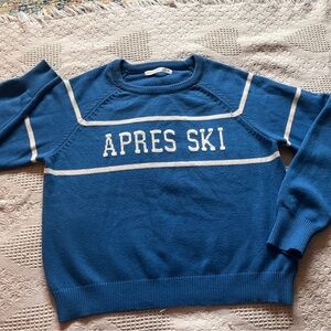 Altar'd State Blue and White Apres Ski Crewneck Sweater
